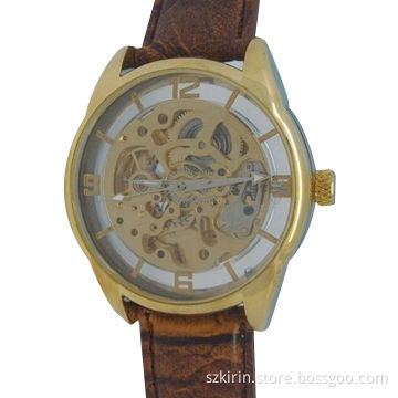 Watch with Stainless Steel Case/Buckle, IPG Golden Plating, Back Cover and See-through Face